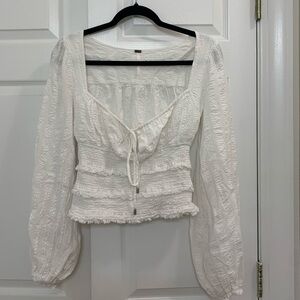 White long sleeve free people top